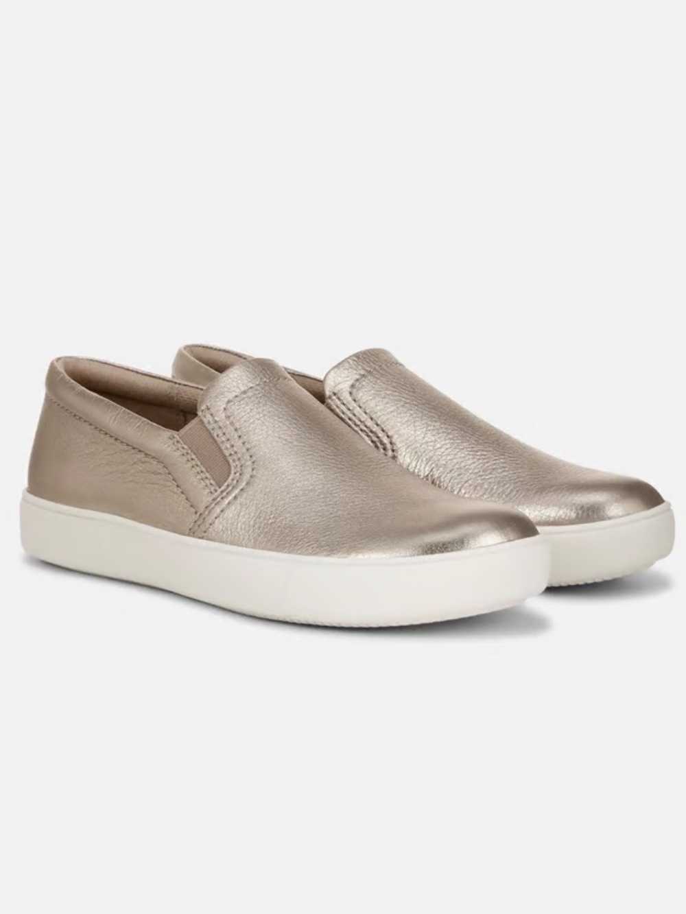 Naturalizer Marianne Luxe Slip-On Sneaker Sz 7 Warm Silver Leather (Champagne)
